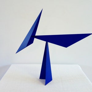 Blue Acuti Folded Steel Mobile Table Desk Top Kinetic Sculpture Metal Art image 1
