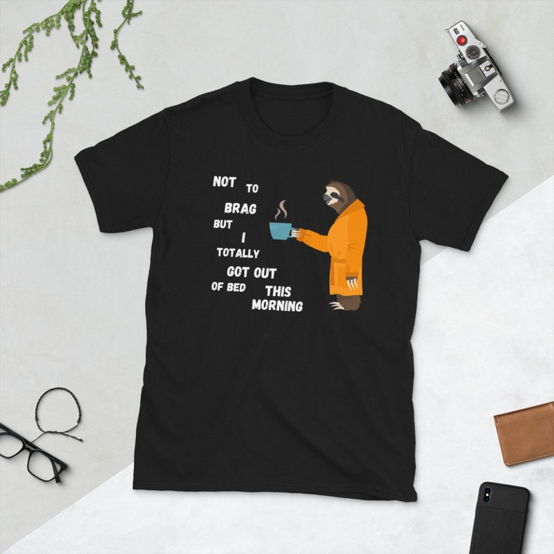 Sloth Shirt, Men's Sloth T Shirt. Funny Birthday Gift Graphic Tee, Funny Boyfriend Gift, Brother Gift, Sloth Men's Shirt, Not to Brag Sloth Black