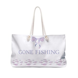 Fischer Ästhetischer Weekender Strandtasche Reisetasche, Kordel Griff Geldbörse, Pastell Rosa und Lila Kokette Vibes, Her Gone Angeln Tasche