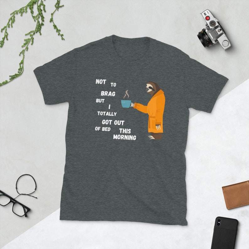 Sloth Shirt, Men's Sloth T Shirt. Funny Birthday Gift Graphic Tee, Funny Boyfriend Gift, Brother Gift, Sloth Men's Shirt, Not to Brag Sloth Dark Heather