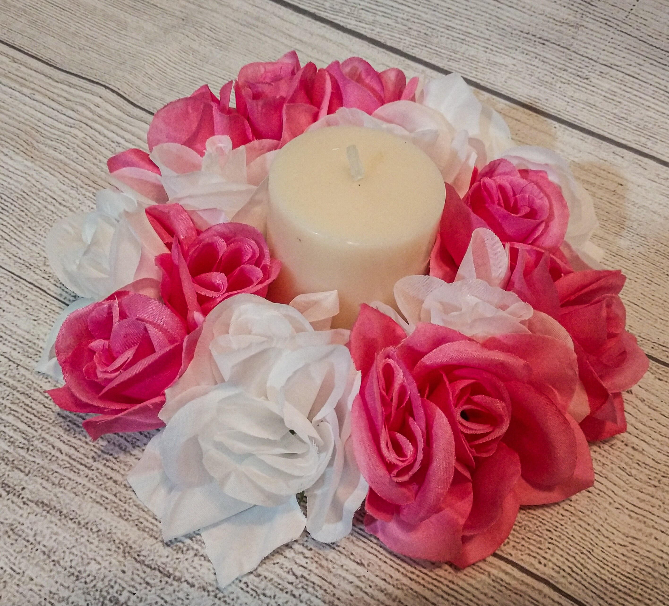 Pink and White Rose Candle Ring Valentine's Day Etsy