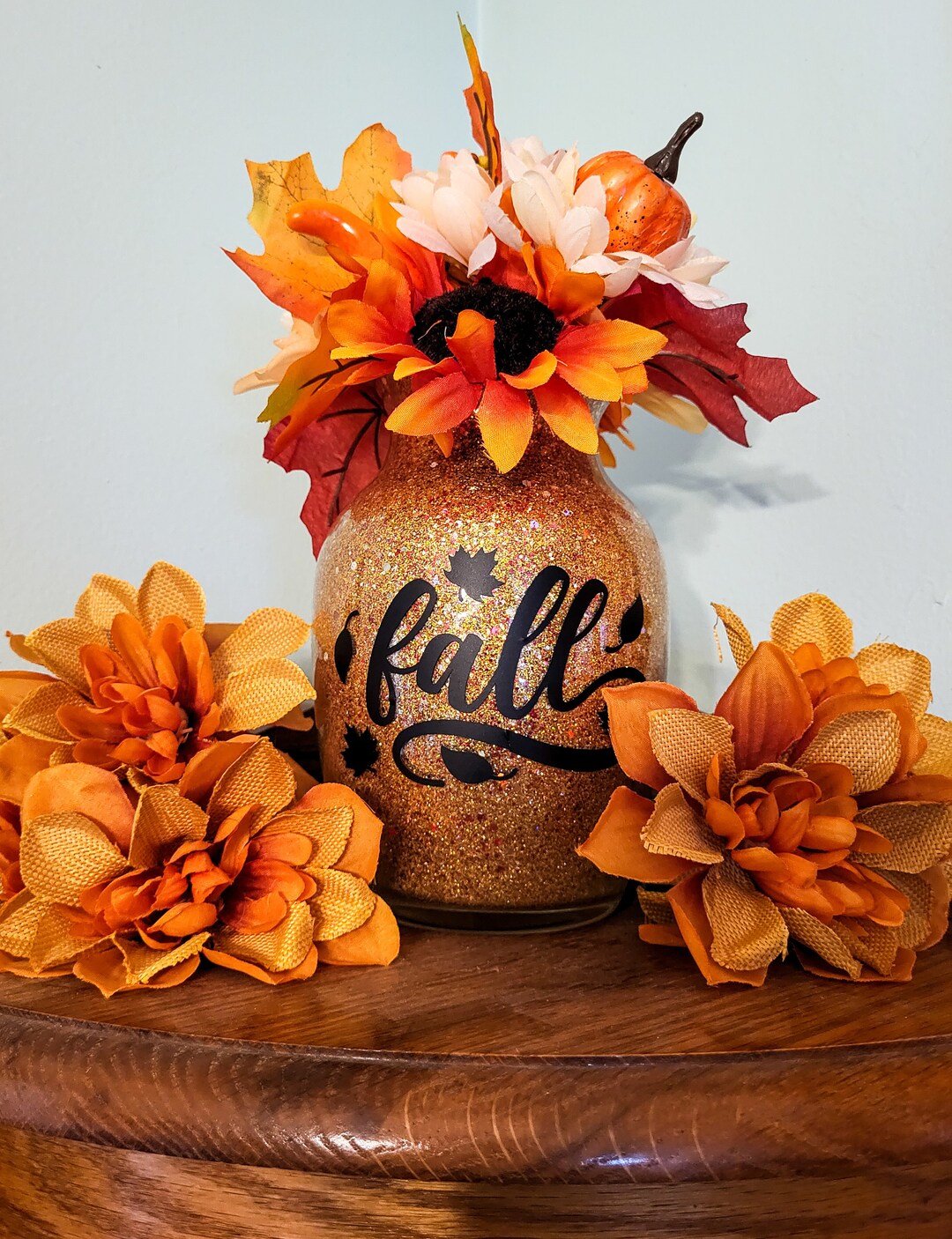Fall Floral Arrangement Fall Floral Vase Fall Decor Fall Etsy