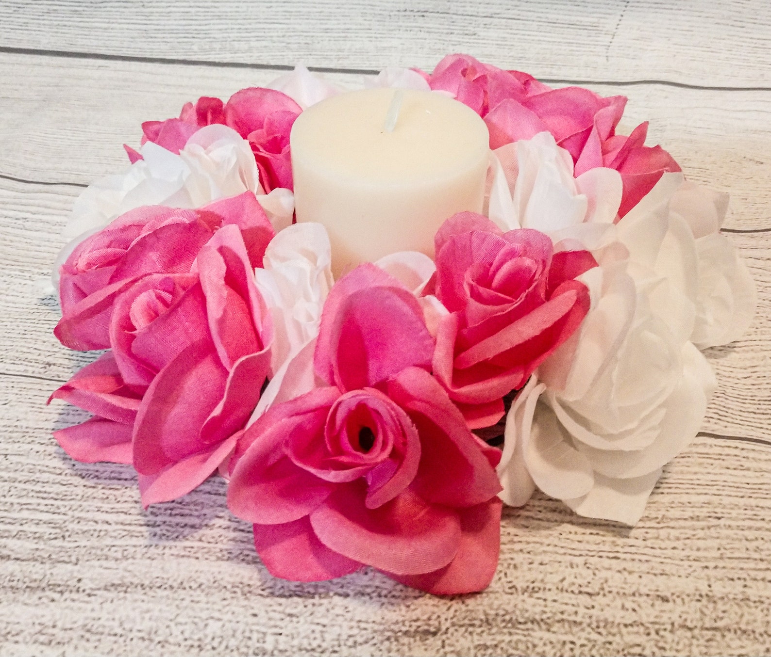 Pink and White Rose Candle Ring Valentine's Day Etsy