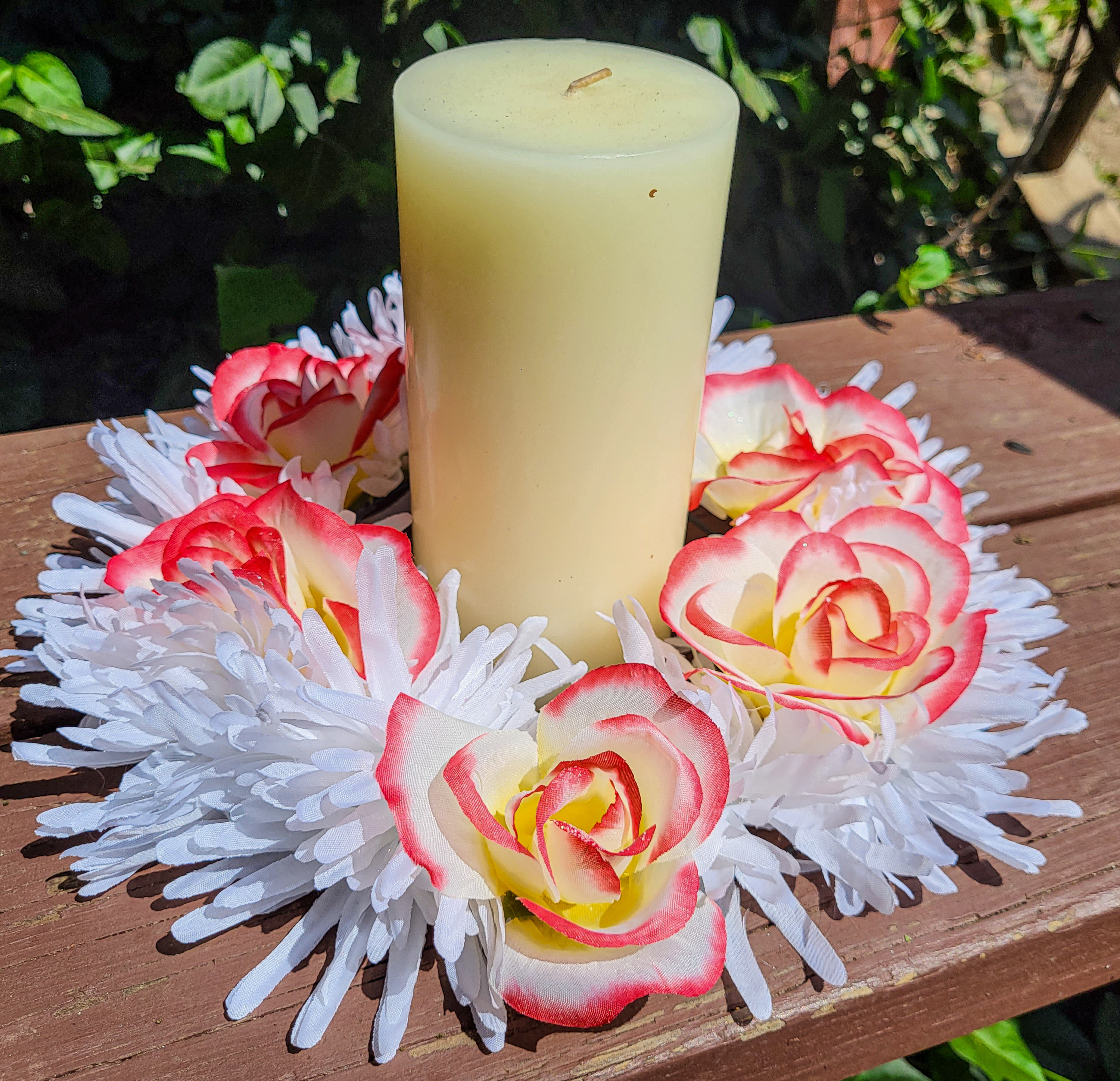 Summer Rose Floral Candle Ring Floral Candle Rings Summer Etsy