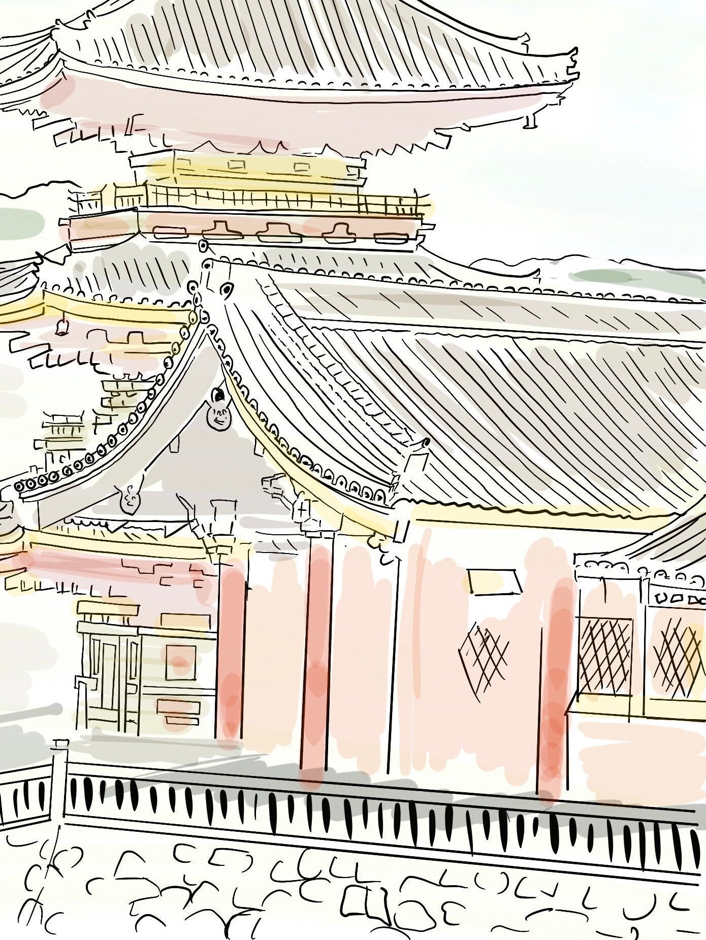 Printable SHRINE art Kiyomizu-dera Kyoto shrine Japanese | Etsy