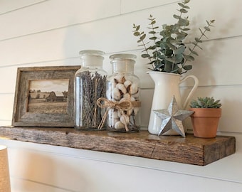 Rustic Oak Floating Shelf – Solid Wood Wall Shelves with Hidden Bracket
