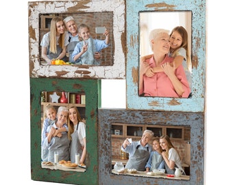UMICAL 4x6 Picture Frames Distressed Wood Collage 4 Opening Picture Frame Vintage Style Wood Photo Frames for Table Top Stand or Wall Hanging UMICAL 4x6 Picture Frames Distressed Wood Collage 4 Opening Picture Frame Vintage Style Wood Photo Frames for Table Top Stand or Wall Hanging