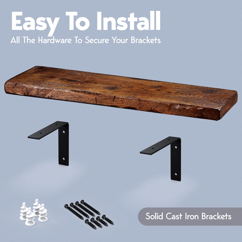 Rustic Reclaimed Wood Floating Shelves With Brackets. Rustic Etsy