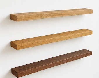 Solid Oak Floating Picture Ledge Shelf with Hidden Bracket, Wooden Photo Ledge, Wall Mounted Picture Shelf, Custom Sizes