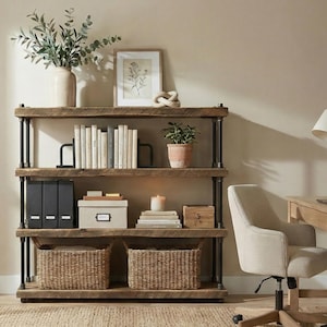 Wood Bookshelf Pottery Barn - Etsy