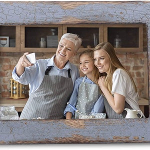 MY VINTAGE FINDS Rustic Photo Frame Distressed Wood Picture Frame Grey