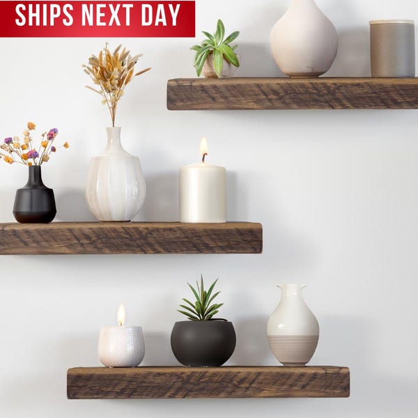 Rustic Wood Shelf Floating Shelves  Reclaimed Barnwood Shelf Farmhouse Floating Shelf