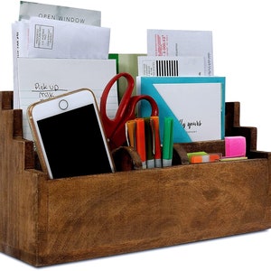 Mail Organizer Countertop Letter Holder For Desk Wooden Desk Organizer