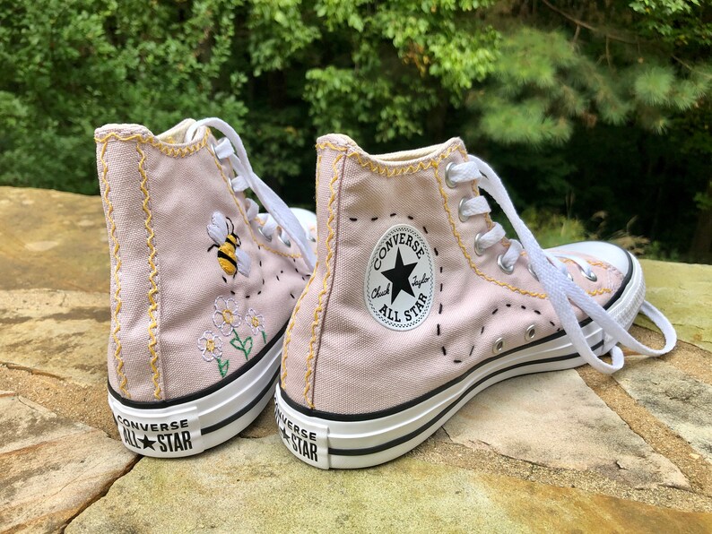 Hand Embroidered Converse BEE KIND Etsy