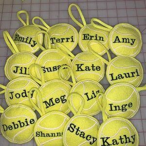 1 Tennis Ball Bag Tag or Ornament. Dog gift