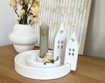 Decorative plate with light houses | Candlestick | Decorative bowl | stick candle holder | Scandinavian | Raysin | Candle holder stick candle | Candle plate