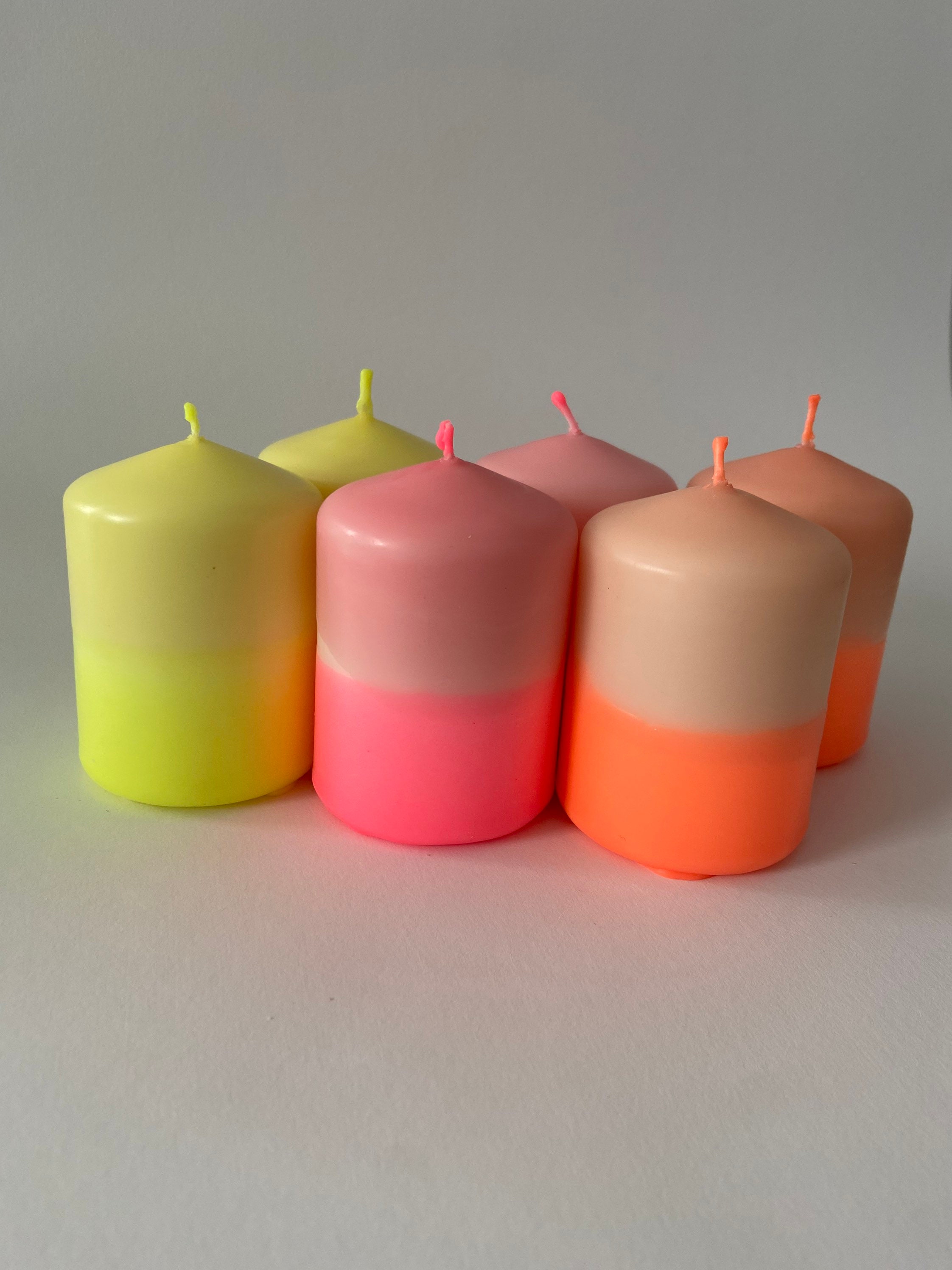 Set 10 Candele Dip Dye A 2 Colori Con Effetto Sfumato - Candele Multicolore Lunghe 24cm, Fatte A Mano In Germania