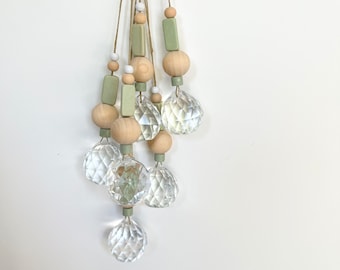 Suncatcher / sun catcher | Lime green | Pastel | Glass crystal and ceramic beads | Light catcher