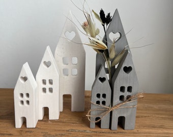 XL Houses Set | white decoration | Country house | Shabby | Gift | Light houses | Hygge | Scandi house | Gift idea