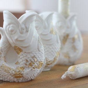 Candle holder *FISK*, gold, candlestick