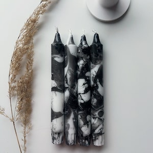 Marble candles, dip dye candles, set of 4, marbled taper candles