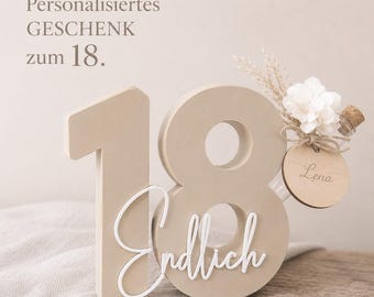 Money gift for the number 18 "Finally 18" | Personalized 18th birthday gift | Gift set with test tube | Dried flowers | Birthday