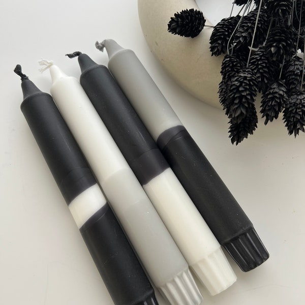 Dip Dye Candles - Black Wish / Set of 4 / Gift