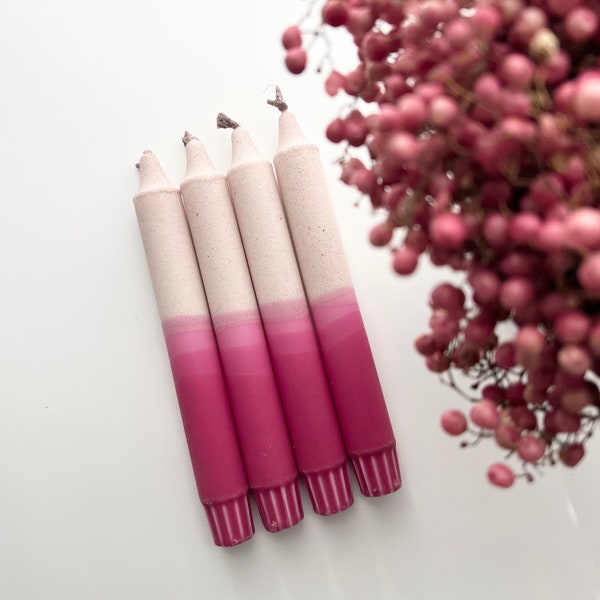 Dip Dye candles / stick candles / “BERRY” / set of 4