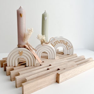 Castiçal arco-íris | Personalizado | Presente de nascimento | Presente de batismo | Decoração de mesa para comunhão/confirmação