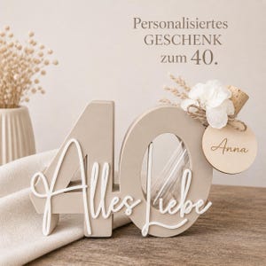 Money gift for the number 40 "All the best" | Personalized 40th birthday gift | Gift set with test tube | Dried flowers | Birthday