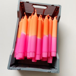 Dip Dye Candles / hand-dyed candles / Neon Pink / Neon Orange / Gift / DipDye