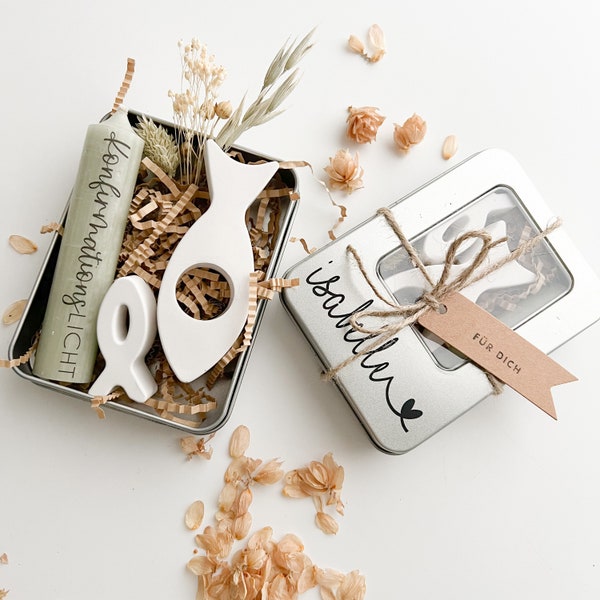 Personalized | Money gift set in a tin | Communion Confirmation Baptism Confirmation