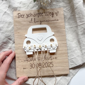 Personalisiert Hochzeitsgeschenk | Brautpaar | Geldgeschenk Hochzeit | Auto | Holz | Geschenk zur Hochzeit