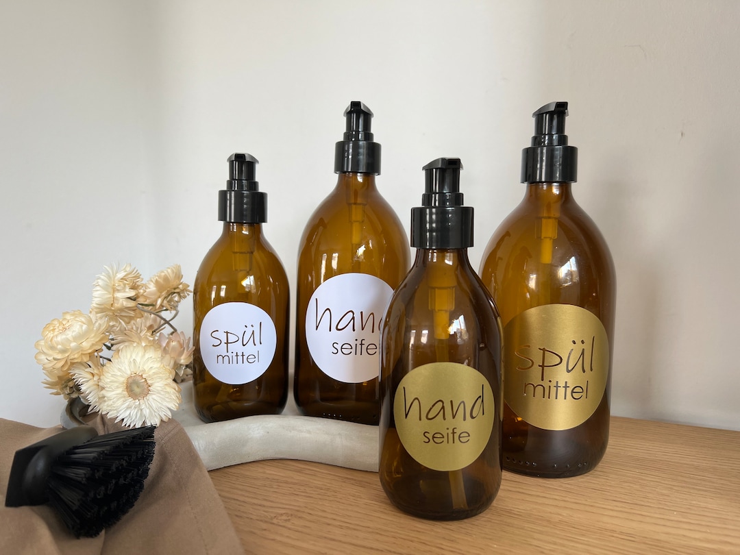 Soap Dispenser Made of Brown Glass / Dishwashing Liquid Dispenser