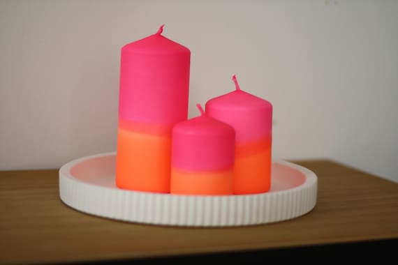 Dip Dye Blockkerze / Bunte Kerzen / Neon Neon / Geschenk