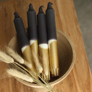 Dip Dye Candles / Black Gold / Gift / Set of 4