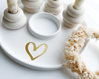 Decorative tray white with heart | Decorative ring | Tray | Ring plate