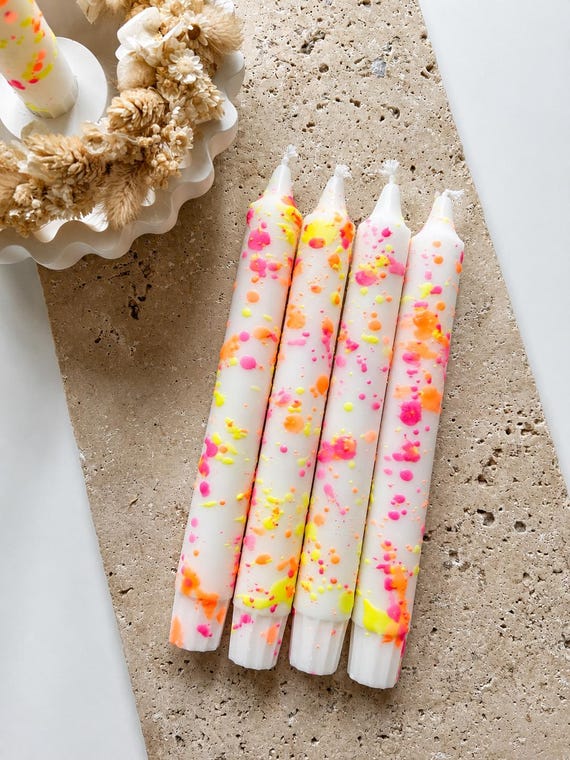 Dip Dye Kerzen / Geburstagskerze / Konfetti Stabkerze / Geschenkidee