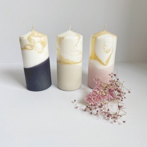 Organic Dip Dye Block Candle / Dip Dye Pillar Candle / XL 15 cm / Gold / Palm Oil Free