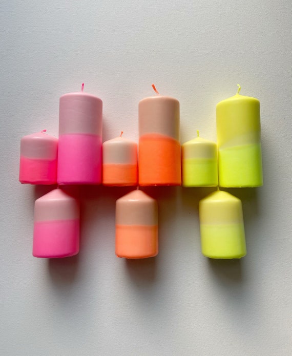 Dip Dye Blockkerze / Bunte Kerzen / Neon Party / Geschenk