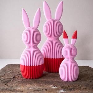 Scandinavian Easter Bunny / 3D Print with Grooves / Spring Decoration / Modern Easter Bunnies, / Various Sizes and Colors