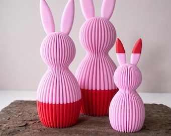 Scandinavian Easter Bunny / 3D Print with Grooves / Spring Decoration / Modern Easter Bunnies, / Various Sizes and Colors