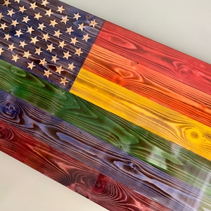 Gay Pride Flag, American Gay Flag, Rainbow Flag, Wood Flag, Rustic Flag ...