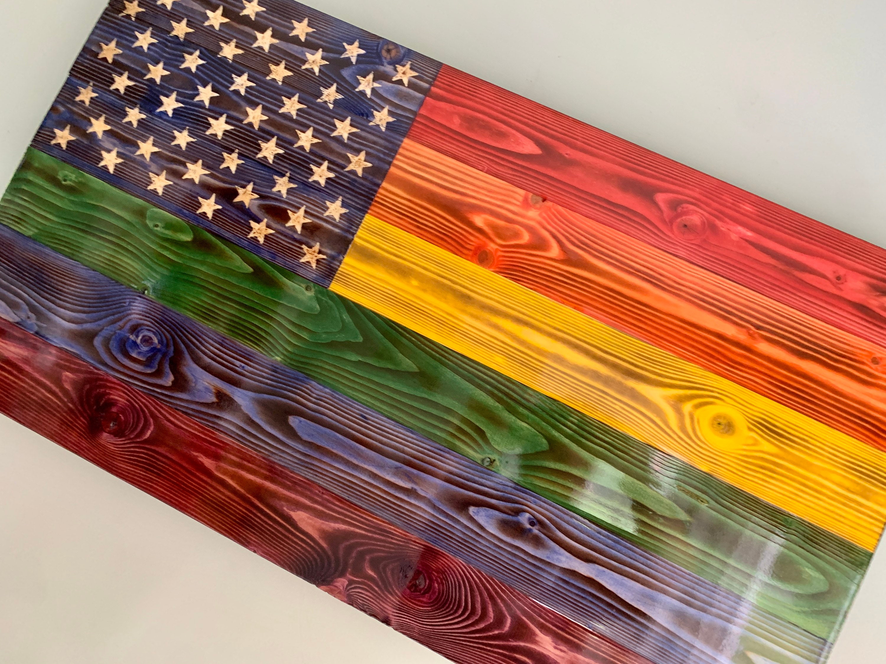 Gay Pride Flag, American Gay Flag, Rainbow Flag, Wood Flag, Rustic Flag ...