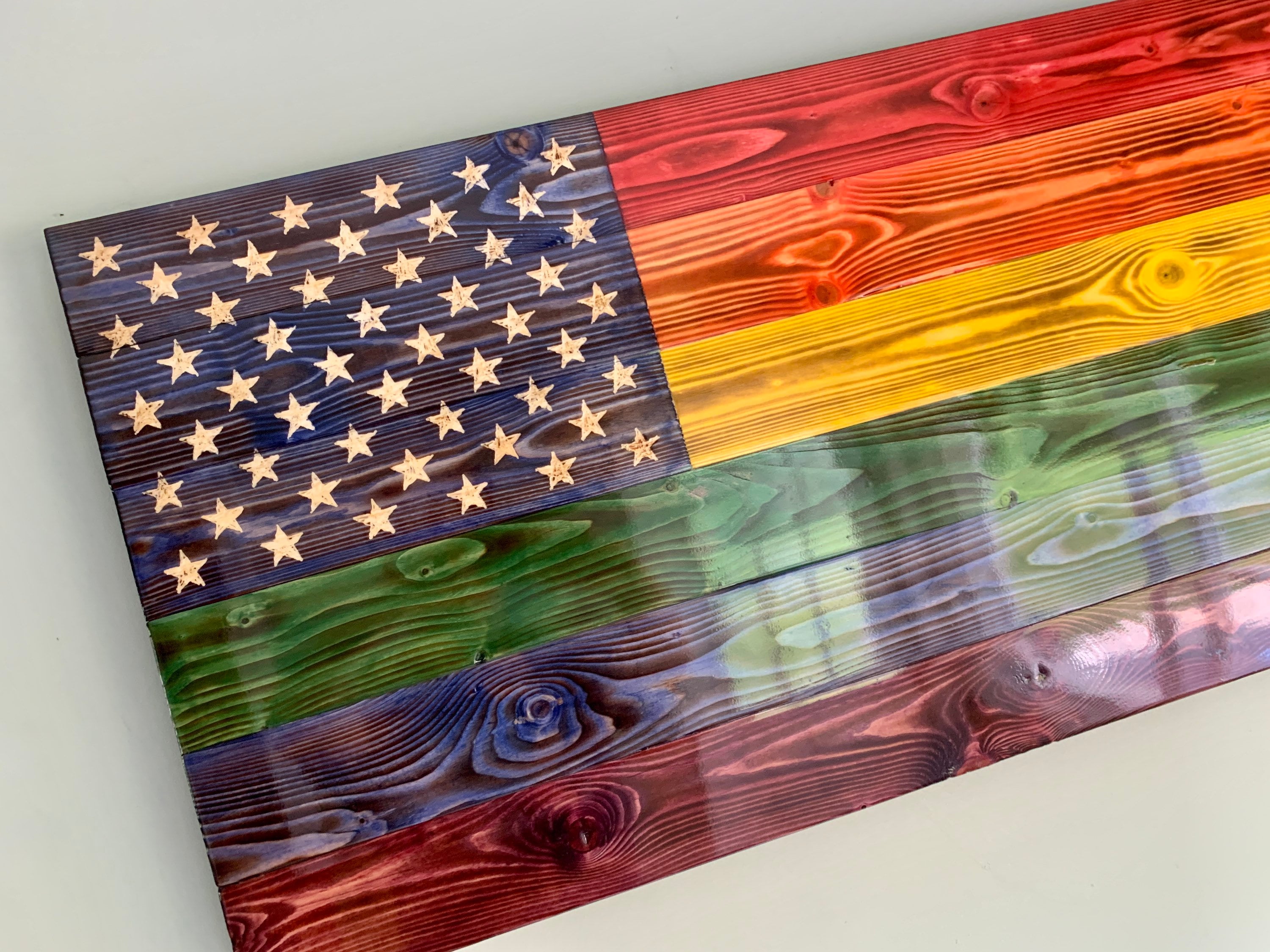 Gay Pride Flag, American Gay Flag, Rainbow Flag, Wood Flag, Rustic Flag ...