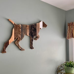 Vizsla dog wall hanging, dog silhouette, multiple pieces of distressed wood, dog gift, gift for her