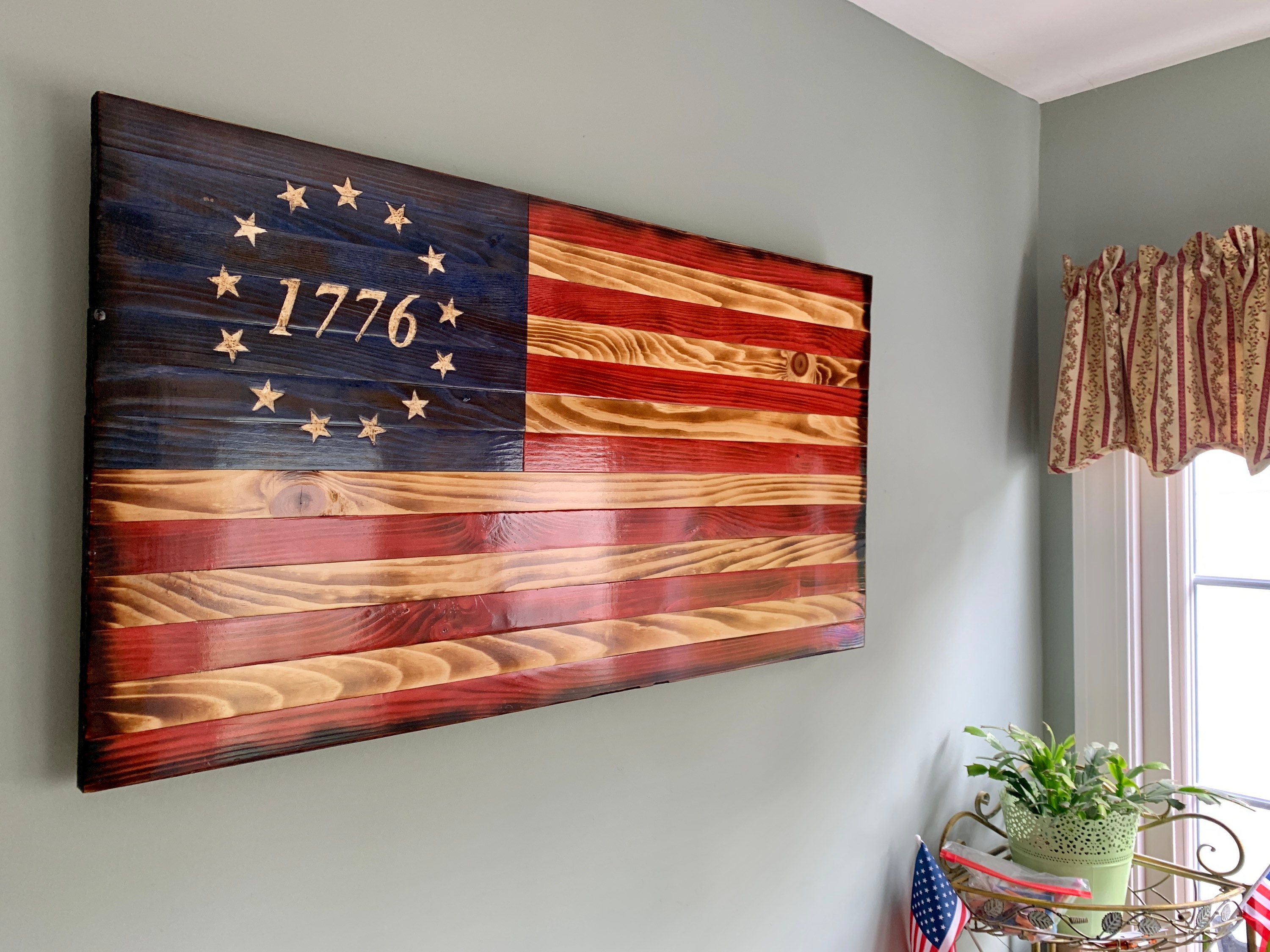 Rustic Betsy Ross Flag, 1776 Flag, Rustic Wood American Flag, Gift for ...
