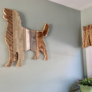 Golden Retriever silhouette in distressed wood, golden retriever gift, dog lovers, gift for mom