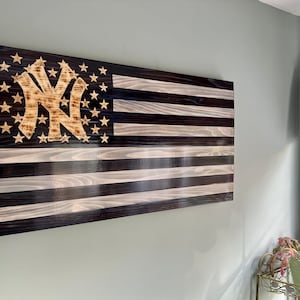 New York Yankees American Rustic flag, Yankees sign, American flag sign, wood sign, NY Yankees, gift for him, gift for her