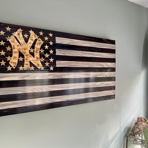 New York Yankees American Rustic flag, Yankees sign, American flag sign, wood sign, NY Yankees, gift for him, gift for her
